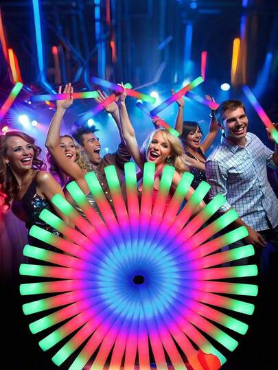 20pcs LED Glow Sticks, Suitable For Parties, Weddings, Birthdays, Christmas And Halloween, Battery Powered, Can Create A Lively Party Atmosphere, Essential For Celebrations | Lighting Accessories | Functional Lighting, Concerts, Outdoor Decor