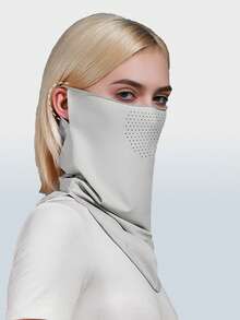 1件装男女通用夏季冰丝防紫外线面罩，男女通用防晒透气颈罩遮阳面纱骑行耳挂式面巾 - 多色 - 查看 10