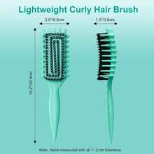 Curly Hair Brush, Curl Defining Brush With Soft Boar Bristles Detangling Tangled Glides, Wide-Teeth Design Effortlessly Shaping &Amp; Defining Curls, Curling Definer For Wet &Amp; Dry Hair (Green) - Màu sắcG - Xem 6