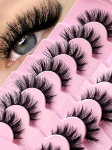 7 Pairs Natural Look Lashes Fluffy Wispy And Soft False Lashes Reusable Makeup Tool Fake Lashes For Beginners-Friendly Strip Lashes,Lashes,Eyelashes,Fake Lashes - Black - View 2