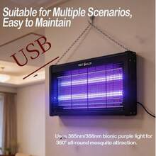 Lámpara eléctrica mata mosquitos alimentada por USB, apta para uso doméstico, comercial y en la cocina - Negro - Ver 3