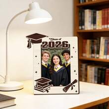 1/2pcs Wooden Graduation Photo Frame. 2026 Graduate Cap & Star Design Fits 5x3.5 Inch Photo, University Party, Gift, Souvenir, Living Room Decor Woodcraft Photo Stand Memorabilia. - Multicolor - View 6
