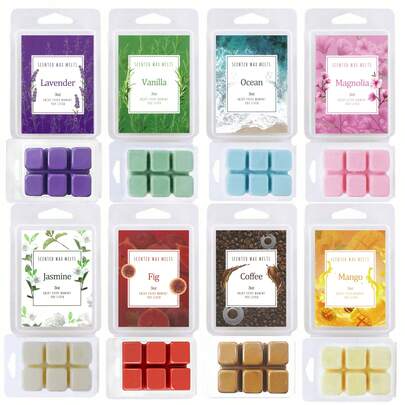 1/8 块夏季香氛蜡烛，热带香氛大豆蜡块，适用于蜡烛加热器，高香味蜡烛礼品，家居/卧室/客厅香薰蜡烛，清新空气，放松身心，冥想，水疗，持久浓郁香味，也是送给朋友的完美礼物（茉莉、香草、芒果、薰衣草、玉兰、咖啡、海洋）