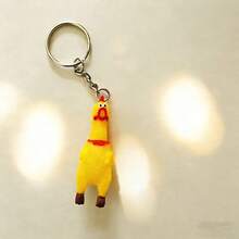 1 pieza Llavero de pollito chillón, llavero de goma personalizado con broma divertida y novedad, llavero de estrés con diseño de pollito de dibujos animados, accesorio para llaves de coche, billetera, mochila y bolso - Multicolor - Ver 9