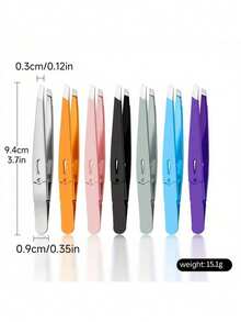 1pc Stainless Steel High Precision Eyebrow Tweezers, Suitable For Eyebrows, Fine Hair And Mustache. Adopting Ultra-Thin Flat Head Design, Perfect Trimming Tool For Home And Salon Use. - Multicolor - View 5
