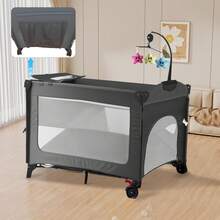 Bebezo Cunas Bebes Con Mosquitero, Corral Para Bebe Negro Gris Oscuro - Negro - Ver 10