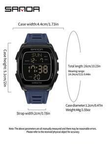 SANDA. Reloj electrónico de moda para hombre SANDA 9080, multifunción, alarma, luminoso, resistente al agua, a prueba de golpes, reloj deportivo y casual - Azul - Ver 8