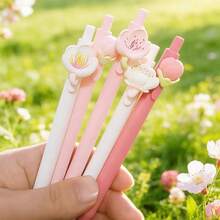 10pcs Random Floral Push-Button Pens, Cute Stationery Gift - A - View 4