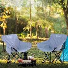 GAON. Silla Plegable para Camping Pesca Playa y Exteriores de Lona Impermebale Ligera- Silla para Exterior Ergonomica con Estructura de Acero y Funda Transportadora Gris Azulado - Gris Azulado - Ver 4
