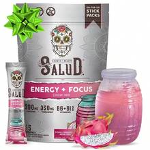 Salud 2-In-1 Energy Drink Powder + Focus, Dragon Fruit, Organic Caffeine, B6 + B12, Theanine, Clean Energy Drink Packets, Pitaya Agua Fresca Mix, Non-GMO, Gluten Free, Vegan, 1g Of Sugar, (15 Servings) - 火龍果 - 查看 6