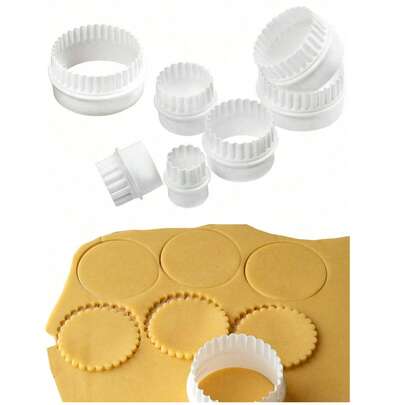 6pcs Round Cookie Cutter Set, Round Cookie And Pastry Molds, Essential Kitchen Tool, Suitable For Dough, Restaurant, Packaging, Back To School