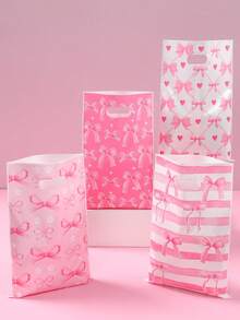 10/25/50pcs Pink Bow Gift Bags, Candy Bags With Cute Pink Bow Design, Suitable For Birthday Party, Wedding, Baby Shower, Boy Or Girl Party Favors, Newborn Party Decorations, Party Table Decor, Gender Reveal, Baby Shower, 1st Birthday, Blue & Pink Bear Decor, Party Bag Fillers, Wedding Decorations - Bow - View 7