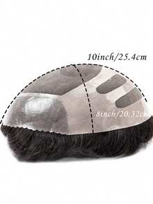 Bộ tóc giả nam bằng tóc thật 0.06-0.08mm, miếng dán tóc giả nam 8"X10", hệ thống tóc giả bằng màng mỏng trong suốt, làm thủ công, sử dụng tóc tự nhiên dài 6 inch. - Natural Black - Xem 6