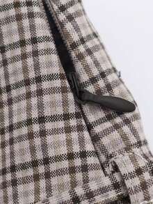 Falda casual de línea A con diseño de hebilla a cuadros para mujer - cuadros gris oscuro - Ver 5