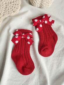 1 par de calcetines con volantes y flores para niñas, calcetines suaves de estilo princesa para bebés e infantes - Multicolor - Ver 1