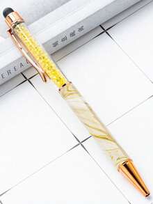 Stilou tactil rotativ cu cristal cu logo personalizat, stil metalic cu model de marmură multicolor, stil cu membrană imprimată prin transfer termic pentru birou și studenți, stil tactil cu cristal cu dublă utilizare, cadou promoțional corporativ pentru afaceri, cadou pentru întoarcerea la școală, cadou pentru profesori - Multicolor - Vizualizare 7