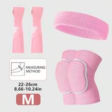 Set de 5 piezas para entrenamiento de voleibol, que incluye 1 par de mangas antideslizantes para los brazos, 1 par de rodilleras, 1 diadema, de material de esponja gruesa, unisex, de secado rápido y elástico, adecuado para entrenamiento de voleibol y entusiastas del deporte - Rosa - Ver 11