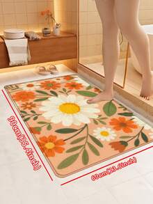 1 pièce Tapis de porte à motif floral orange clair, tapis de salle de bain moderne antidérapant et absorbant, tapis de salon, de chambre à coucher et d'entrée, tapis d'extérieur, gratte-pied d'entrée, tapis de sol à imprimé floral, décoration de marguerite, tapis lavable et durable, imperméable, décoration de maison de campagne, ameublement doux de couleur crème, décoration de hall d'entrée nordique - Fondation Daisy - Voir 12