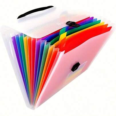 13-Compartment Folder, Portable Design, For Organizing Exam Papers And Documents, Categorizing Student Materials, Simple Yet Stylish, Attractive Design.