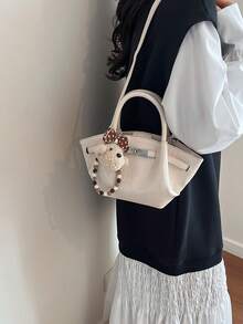 2026 New Korean Niche Design Bucket Bag, Fashionable Retro High-Quality Shoulder Bag - White - View 3