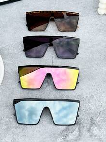 1/4件套 时尚眼镜 大框方形 沙滩配饰 - 彩色 - 查看 1