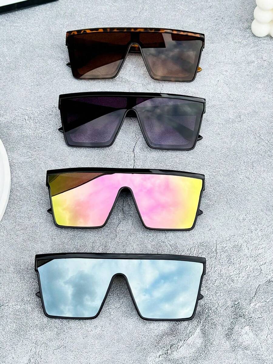 1/4件套 时尚眼镜 大框方形 沙滩配饰 - 彩色 - 查看 1