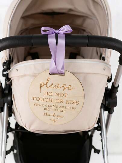 1pc Do Not Touch Or Kiss Wooden Sign, Stroller Decor Hanging Accessory, Outdoor Baby Carriage Decoration