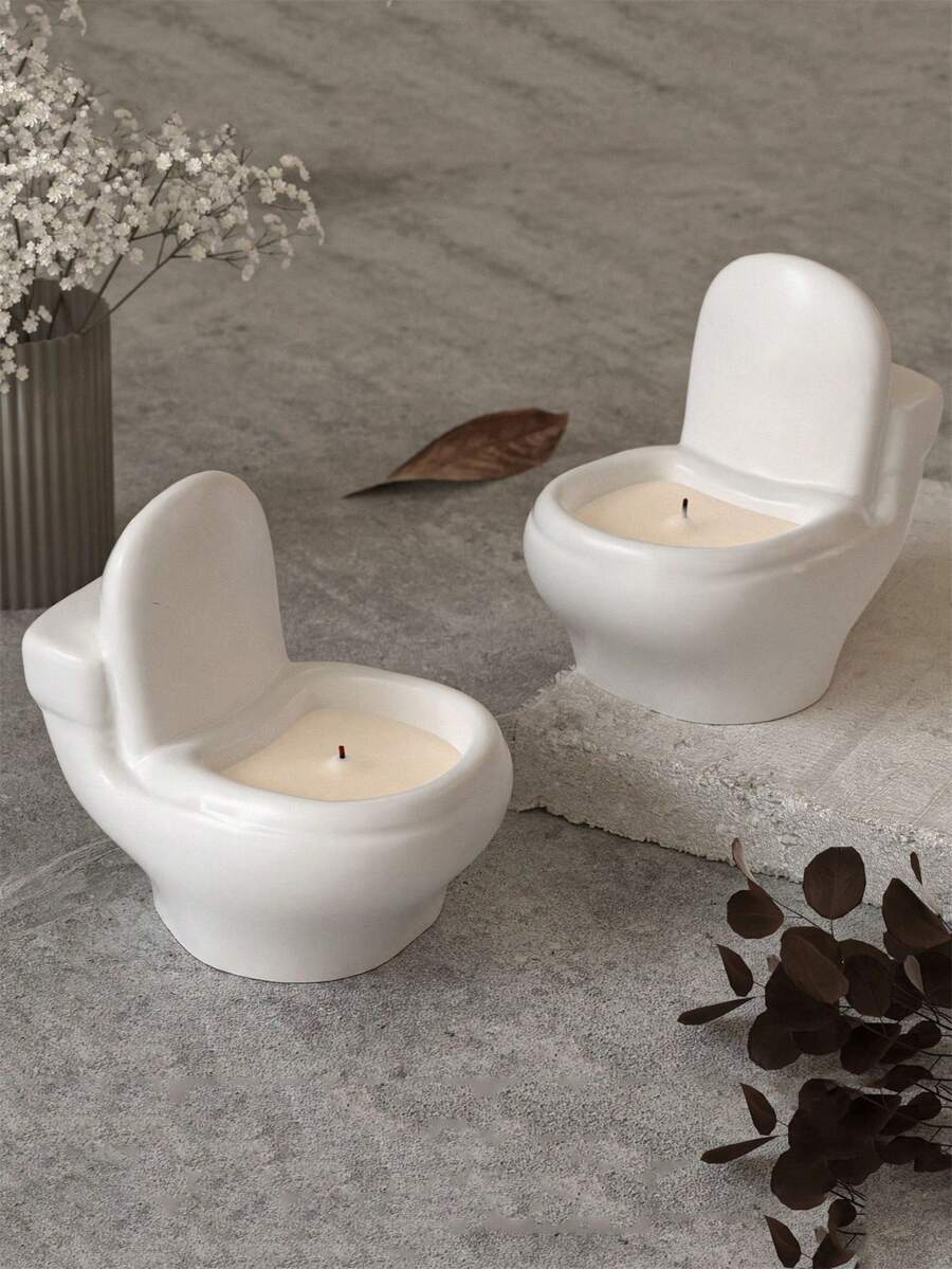 DIY Toilet Shaped Silicone Mold, Candle Container Silicone Mold, Epoxy Resin Casting Mold, Creative Succulent Planter Concrete Clay Cement Stone Casting Mold - White Silicone Mold - View 1