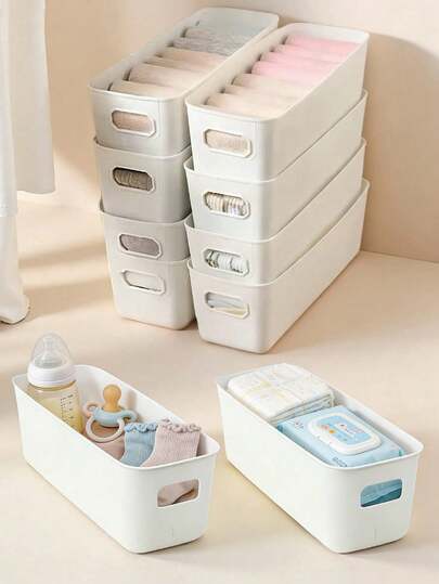 1/5/10个装婴儿用品抽屉收纳盒，长款整理盒，可用于收纳内衣、袜子，多功能衣柜分隔收纳盒