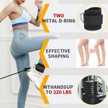 6pcs Set - Resistance Band Set With Ankle Straps, Padded Fitness Ankle Straps, Hip And Leg Workout Equipment For Women, Adjustable Wrist Cuff And Shoulder Strap For Hip Kick, D-Ring Compatible With Cable Machine Gym Foot Training Support - Multicolor - View 4