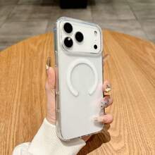 1pc Transparent Acrylic Minimalist Magnetic Phone Case, Compatible With IPhone 17 Pro Max, 17 Pro, Air, 16 Pro Max, 15 Plus, 14, 13, 12/13 Mini, 11 - Clear - View 4