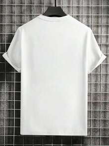 Nuevos productos de moda muy populares: Camiseta deportiva para hombre con estampado de letras elegantes (patrón impreso), top de verano hecho de algodón puro, agradable al tacto y cómodo, adecuado para deportes, para usar en casa y también para parejas. - Azul y blanco - Ver 2