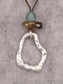 1件极简主义夸张几何吊坠项链，串珠绳项链，波西米亚风格首饰，男女朋友礼物，日常佩戴 - 串珠 - 查看 2