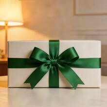 1 pieza 25 yardas Cinta de satén verde, adecuada para manualidades DIY, envolver regalos, lazos, fiestas, bodas, decoraciones navideñas - Verde oscuro - Ver 2