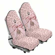 1pc Pink Leopard Print & Crown Bow Car Seat Cover - Fit For Most Vehicles, Cute Leopard Spot Design With Bow Accent, Machine-Washable Soft Protectors For, 2D Flat, Perfect Birthday Gift For Family Or Friends - Nhiều màu - Xem 12