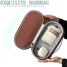 Juego De Viaje Para Cata De TéTetera de Cerámica Hecha a Mano Juego de té Kung Fu Juego De Tetera con 1 Tetera 3 Tazas De Té 1 Cubo De Té y Bolsa Protectora Portátil para Té A Granel o Té En Flor - como en la foto - Ver 6