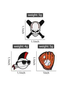 Bộ 1 kính râm hình đầu lâu kiểu bóng chày, ghim cài áo hình găng tay cổ điển bằng men, ghim cài áo thể thao bóng chày kiểu retro, quà tặng. - Nhiều màu - Xem 10