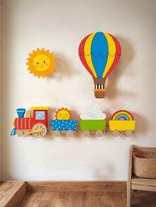 Baby Nursery Decor Hot Air Balloon Little Sun Little Train Wall Stickers Creative Home Party Wall Decoration Party Decor - Multicolor - View 4