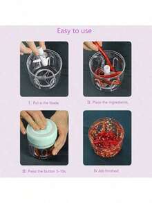 1pc Mini Wireless Electric Garlic Grinder, Kitchen Gadget,1pc Electric Mini Three Blade Garlic Chopper, Garlic Compactor, Wireless Electric Garlic Beater, Garlic Puree Compactor, Household Garlic Mashing Machine, Multifunctional Vegetable Food Processor, Meat Grinder, Wireless Garlic Compactor, Portable Mixer, Portable 250ml Food Chopper, Vegetable Chopper, Kitchen Onion Chopper, Used For Portable Small Food Processing Of Garlic, Ginger, Chili, And Vegetables (With USB Charging Cable Included) - 彩色 - 查看 4