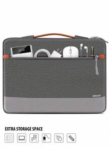 SENLASI 13-15 Inch Laptop Case Sleeve Compatible With MacBook Air 13 15 M1 M2 2012-2023, Pro 13 14 15 16 2010-2022 14-15.6 Chromebook Surface Notebook Carry Bag With Handle, Gray - View 3