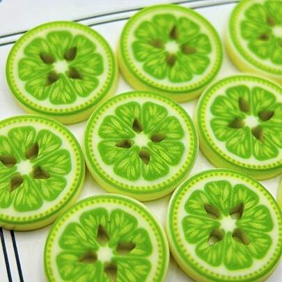 10 pezzi Bottoni carini a fetta di limone verde, materiali per craft fai-da-te, 14mm, stile adorabile, per maglieria, cucito, resina, adatti per abbigliamento fai-da-te, borse, decorazione per la casa
