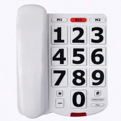 Teléfono fijo para personas mayores con teclas grandes, teléfono con cable fijo, línea fija, marcado con un solo clic, volumen ajustable, manos libres