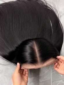 42 Inch Glueless Brazilian Hair Pre-Trimmed Pre-Plucked 13x4 5x5 HD Lace Closure Wig, 200% Density Straight Lace Front Wig, Mixed Human Hair & Heat Resistant Fiber Synthetic Wig For Women - Natural & Black - View 13