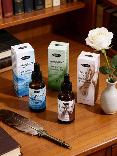 1pc 30ml Water-Soluble Essential Oil With Dropper, Long-Lasting Fresh Scent Essential Oil Suitable For Aromatherapy, Diffuser, Deodorizer, Ocean White Tea & Sandalwood Fragrance