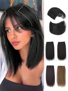 2pcs Synthetic Hair Clips, Seamless Root Volume Straight Hair Clips, Top Hair Volume Pads, Synthetic Hair Clip Set 2pcs, Seamless Root Volume Straight Hair Clips, Top Hair Volume Pads, Suitable For Men And Women, Easy To Use - Multicolor - View 2