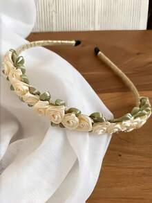 1pc Girls Headband, Fairy Sweet Rose Wrapped Thin Headband, High-Quality Versatile Hair Accessory - Multicolor - View 5