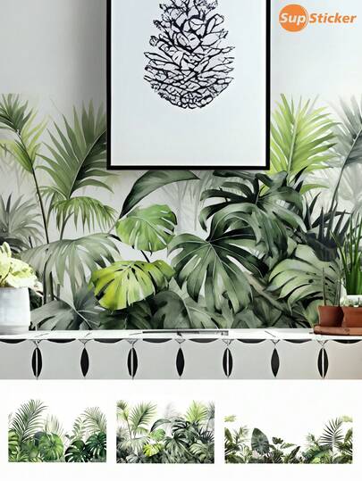 SUPSTICKER 2pcs Tropical Plant Style Pattern Wall Stickers, Self-Adhesive Waterproof Wear-Resistant Removable, Can Be Peeled And Pasted On Walls, Suitable For Home Living Room Bedroom Wall Decals, School Classroom Wall Decorations, 12.79*18.62inch