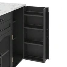 Mobile Kitchen Island With Foldable Work Surface, Kitchen Trolley, 5 Wheels, Multiple Storage Solutions, Spice Rack, Cutlery Drawer, 120 X 45 (70) X 90 Cm - 黑色 - 查看 11