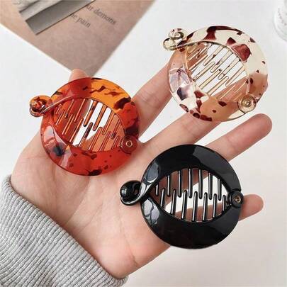 3pcs Small Acrylic Curved Hair Clips, Suitable For Women With Thin Hair, Sturdy And Non-Slip