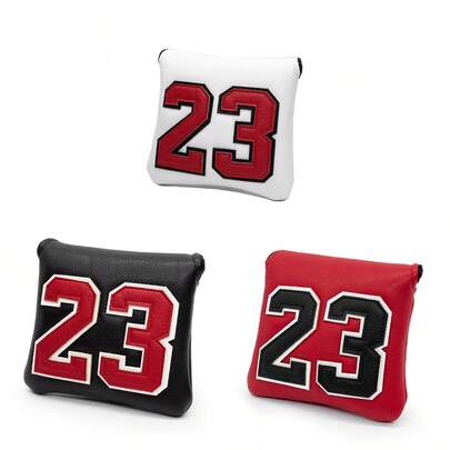 1件装 #23 图案创意设计高尔夫球槌推杆套，精致刺绣图案，柔软天鹅绒内衬高尔夫球杆头套